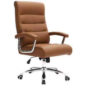 三能 办公家具其他现代简约电脑椅家用办公椅子皮质老板椅可升降不锈钢转椅弓形会议椅职员椅