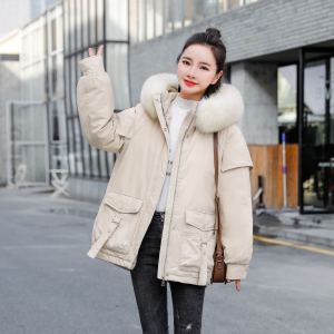 新款韩版羽绒服女短款连帽羽绒服白鸭绒大毛领女外套