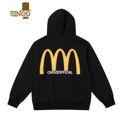 YANXUForboy美式复古字母印花连帽卫衣街头男女宽松设计感百搭情侣上衣