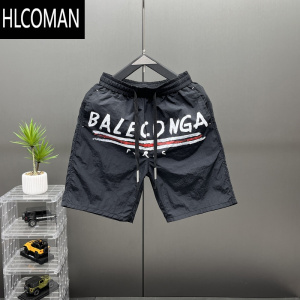 HLCOMAN夏季新款薄款冰丝速干休闲短裤男士时尚字母印花五分裤宽松运动裤