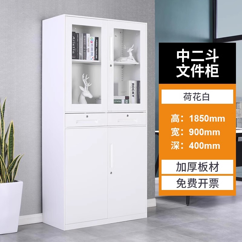 迅迈 中二斗(纯白色)钢制办公室文件柜档案柜资料柜套色储物柜子书柜财务凭证柜铁皮柜