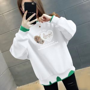 假两件秋冬款上衣时尚不规则宽松显瘦ins加绒/不加绒女士卫衣