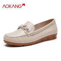 奥康豆豆鞋女软底休闲浅口妈妈单鞋舒适护士鞋