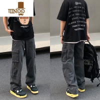 YANXU美式vibe风设计感宽松新款个性口袋直筒裤男女百搭情侣阔腿长裤子