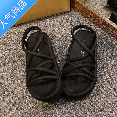 SUNTEK复古罗马高级感凉鞋女2023年夏季新款配裙子仙女风厚底百搭沙滩鞋