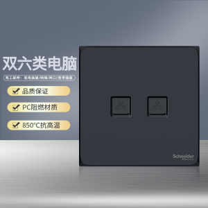 施耐德电气开关插座 皓呈雅致黑 电源插座86型面板 家用墙壁式 五孔一开弱电插座