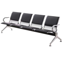 锦北 钢制排椅机场椅加固加厚长椅候诊椅连排输液等候椅B款四人位皮面