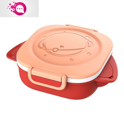 敬平婴儿童不锈钢餐盘宝宝分格盘注水保温碗小孩家用防摔防烫餐具奶油粉保温餐盘