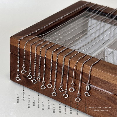 s925纯银十字链闪欧颈链盒子锁骨链简约时尚百搭小众设计配链批发送女朋友老婆情人节七夕生日礼物