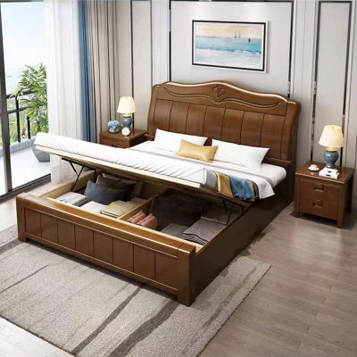 臻远ZY-SMC-89 现代简约实木床双人床 1.8米气压高箱