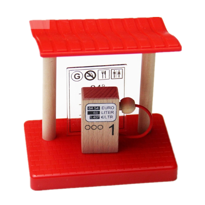 木制火车轨道配件隧道车库房子兼容木质托马斯轨道布里奥玩具红色加油站