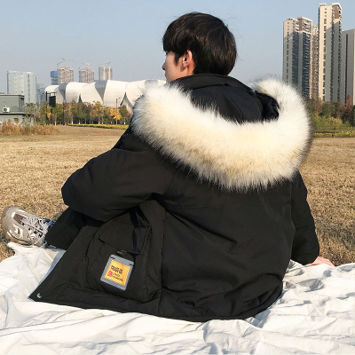 NEWLAKE冬季胖子宽松加绒加厚棉衣男士大码毛领棉服韩版潮流工装棉袄外套棉衣