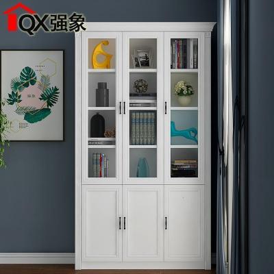 森美人简欧现代书柜落地带超大欧式书柜玻璃书橱大容量 F-211