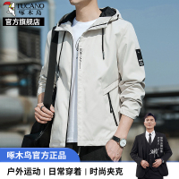 啄木鸟连帽夹克外套男士宽松休闲工装运动上衣服2025新款春秋季K