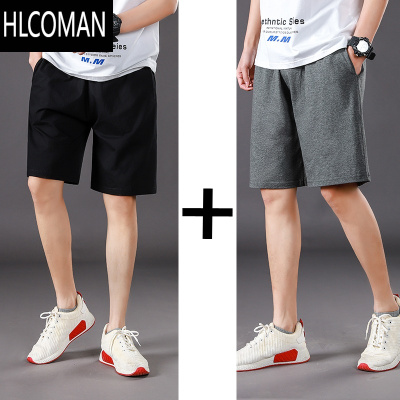 HLCOMAN男士新款2022运动裤睡裤五分裤中裤纯色三杠百搭休闲跑步短裤