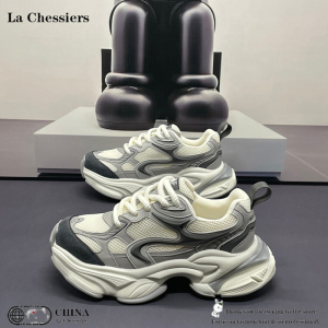 La Chessiers男鞋春秋季老爹鞋2026新款休闲鞋子男士运动休闲鞋厚底网面潮鞋