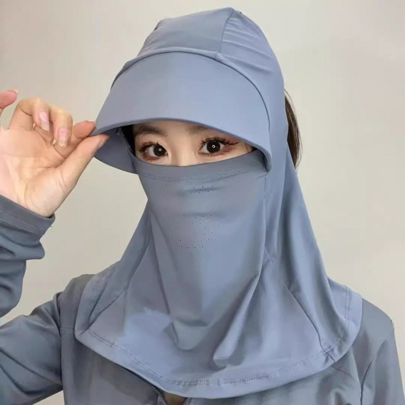 夏季男女全脸遮阳一体防晒帽防紫外线户外骑行冰丝护颈面罩太阳帽