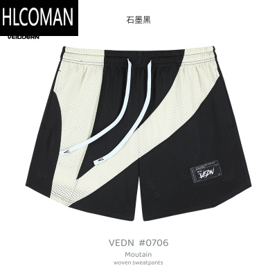 HLCOMAN短裤见山篮球裤夏季宽松美式潮牌训练四分裤男跑步网眼运动裤