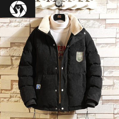 HongZun2020年新款灯芯绒外套男士冬季加厚羽绒棉衣潮流帅气百搭立领棉服棉衣