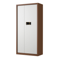 缑氏指纹电子保密柜钢制密码文件柜档案柜矮柜资料柜办公柜通门咖白色:钥匙指纹锁