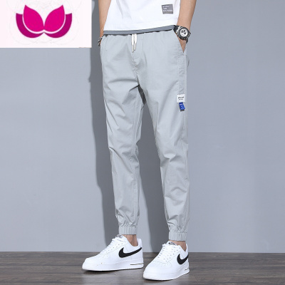 七斓休闲裤男士夏季薄款宽松束脚运动冰丝速干九分工装裤子男潮牌