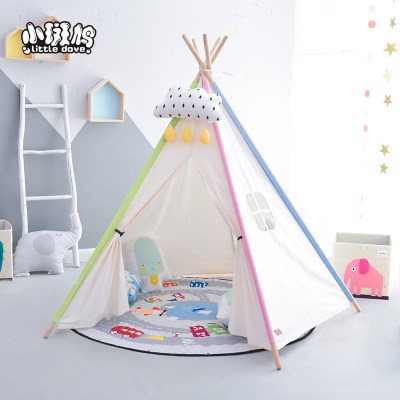 小斑鸠儿童帐篷游戏屋公主内女孩男孩小城堡ins印第安玩具屋五彩加大款露杆（不含垫子和配饰）