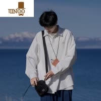 YANXU感白色衬衫男款潮流日系cityboy衬衣复古港风痞帅外套