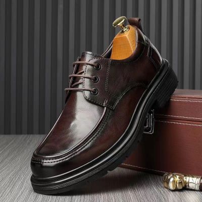 2025春季新款男鞋子耐磨商务休闲舒适透气厚底高级感正装男士皮鞋
