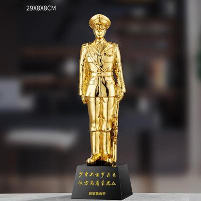 退伍八一军人纪念品送战友礼品定制创意军旅老兵退役纪念品奖杯 29*8*8cm