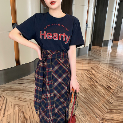 卡恋洛时尚套装女复古格子半身裙春夏2021年设计感小众裙子开叉包臀裙两件套女