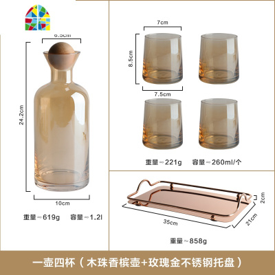 丹麦冷水壶套装家用耐热高温玻璃扎壶果汁杯茶壶水杯套装 FENGHOU 单杯凉水壶