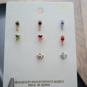 韩国耳环超迷你皇冠爱心天使翅膀牛角小耳骨钉螺丝拧旋转堵单只送女朋友老婆情人节七夕生日礼物