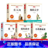 [五册]童年+爱的教育+雨来+在人间+我的大学 [正版]童年爱的教育小英雄雨来六年级上册必读的课外书快乐读书吧在人间和我