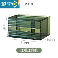敬平多功能抽纸巾盒洗脸巾收纳盒壁挂式免打孔浴室客厅家用轻奢 多功能透明绿+送免打孔无痕背胶
