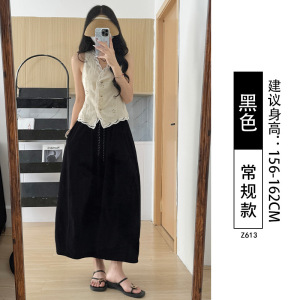 卡其色南瓜裙女2026新款夏薄款高腰垂感a字小个子冰丝速干半身裙