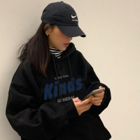 连帽女式卫衣韩版慵懒风ins潮新款宽松长袖秋冬加绒加厚学生外套