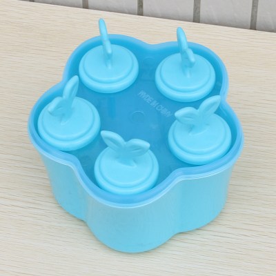 创意儿童雪糕模具塑料家用自制冰激凌做冰棒冰淇淋冰格冰棍制冰盒 敬平 蓝色小花款(带底座)