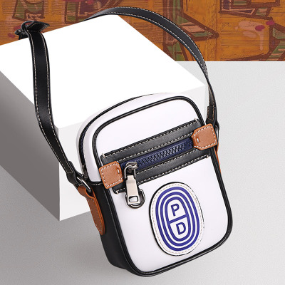 2020年男士单肩包迷你斜挎包真皮小包包休闲头层牛皮背包男包潮NB191119-4B白色