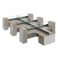 臻远ZYGW-158屏风工作卡位职员桌办公桌 T型六人位含衣柜床柜不含床