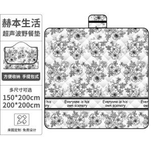 超声波野餐垫防潮垫户外露营防水草坪帐篷野餐布便携加厚地垫批发