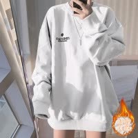 加绒加厚原宿风卫衣女韩版宽松休闲上衣港风打底衫女装潮