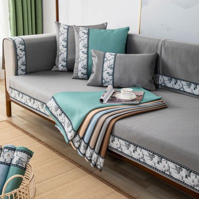 添福运夏季新中式沙发垫凉席沙发套罩巾套装坐垫子巾夏天可水洗冰丝坐垫防滑红木沙发垫子123组合贵妃定制支持定制