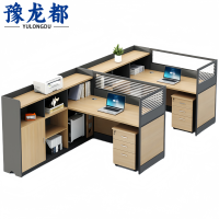 豫龙都 屏风办公桌 双人+柜 套