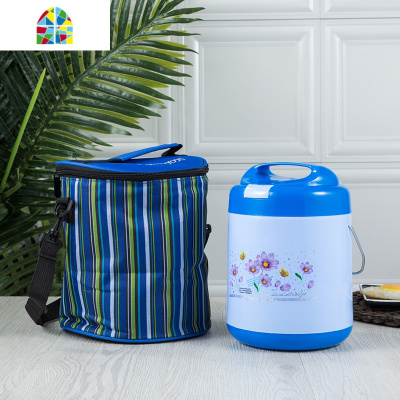 1.6L双层玻璃内胆保温饭盒玻璃保温饭瓶便当盒提锅多层提锅 FENGHOU 1.6L蓝色花跟卡通随机发货