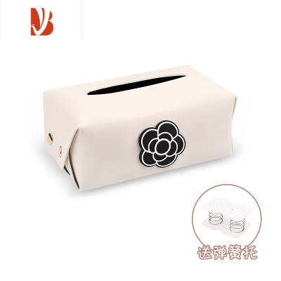 三维工匠欧拉好猫高级感创意车载扶手箱纸巾盒挂式汽车遮阳挡车内抽纸盒 山茶花--米色纸巾盒(送弹簧)