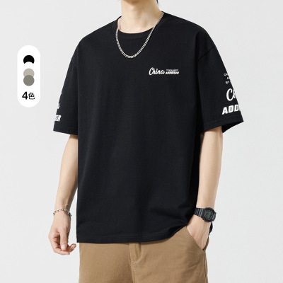 夏季新款男士韩版圆领字母印花潮流短袖T恤网红同款有型大码上衣t