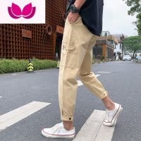 七斓工装裤男ins超火港风日系潮牌宽松裤子韩版潮流休闲百搭9分束脚裤