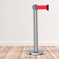 隔离带伸缩带 一米线栏杆 警戒线围栏排队护栏 不锈钢银色5米1套