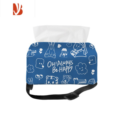 三维工匠全家福ins卡通可爱创意汽车载专用纸巾盒扶手箱车内抽纸盒挂式diy B车载款(小号16.5x11cm)