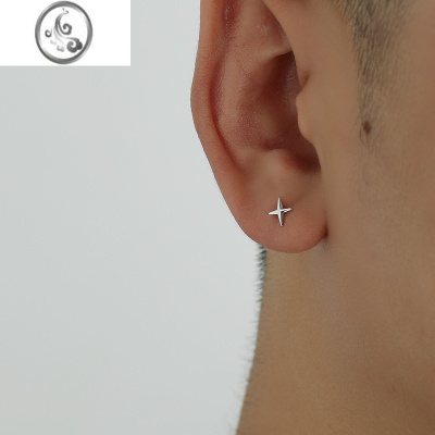 JiMiYiJian Studio925银耳钉男生星星四角女六芒星简约耳环个性小众
